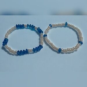 Handmade Girl's Blue and White Bracelets